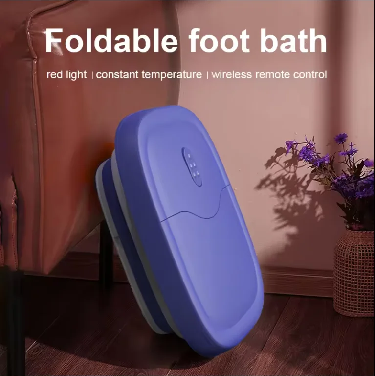 Portable Folding Foot Spa Bath Tub with Handle, Collapsible Foot Soak Basin with Acupressure Massage Points