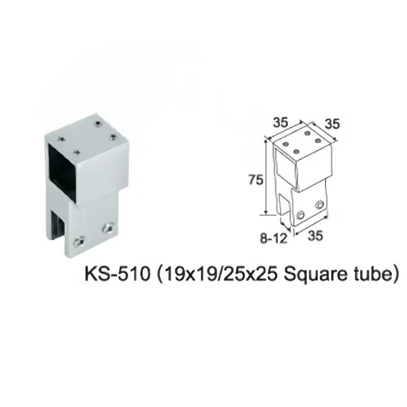 Kensharp Modern Stainless Steel Square Tube Clamp Casting Technics Glass Corner Connector for Square Shower Room Enclosure