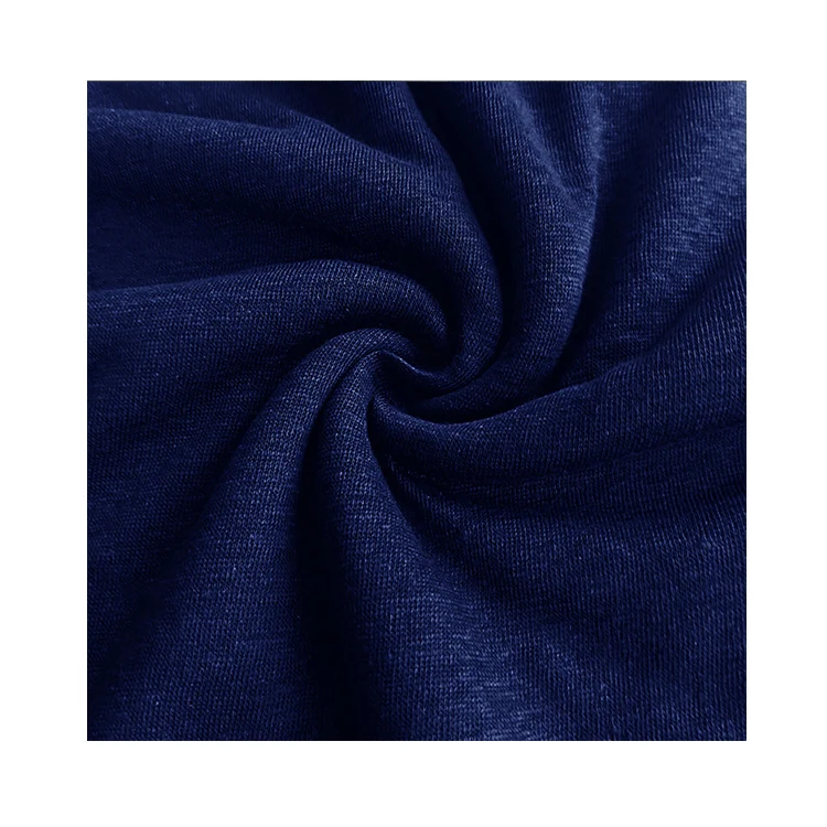dark blue italian linen fabric pure linen knitted single jersey fabric organic linen fabric