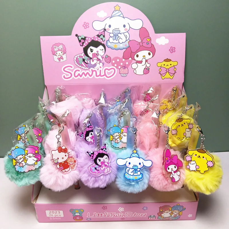 YuBon 24pc/box Kawaii sanrioed Pen Set anime Cute 0.5mm Gel Pen with a plush toy Japanese Stationery School Supply Pen wholesale