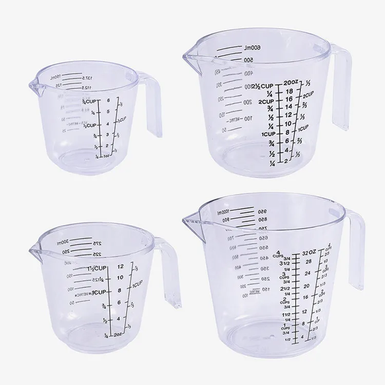 Plastic Measuring Cups Jug Small Gadgets for Kitchen Clear Plastic Cup with Handle Grip and Spout for Powder Liquid