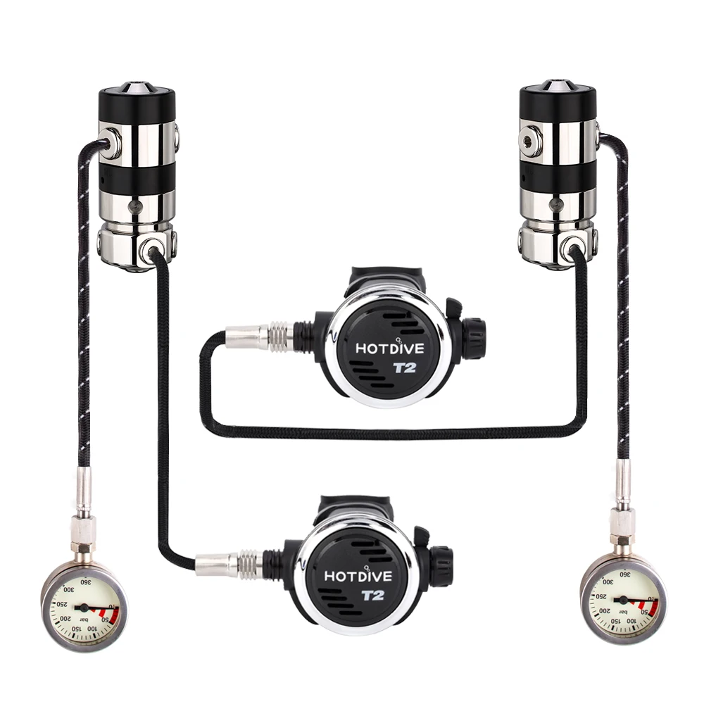 HOTDIVE STS Tec scuba Sidemount Regulator Set Cave Diving Scuba Dive Gear With Two First Stage Second SPG
