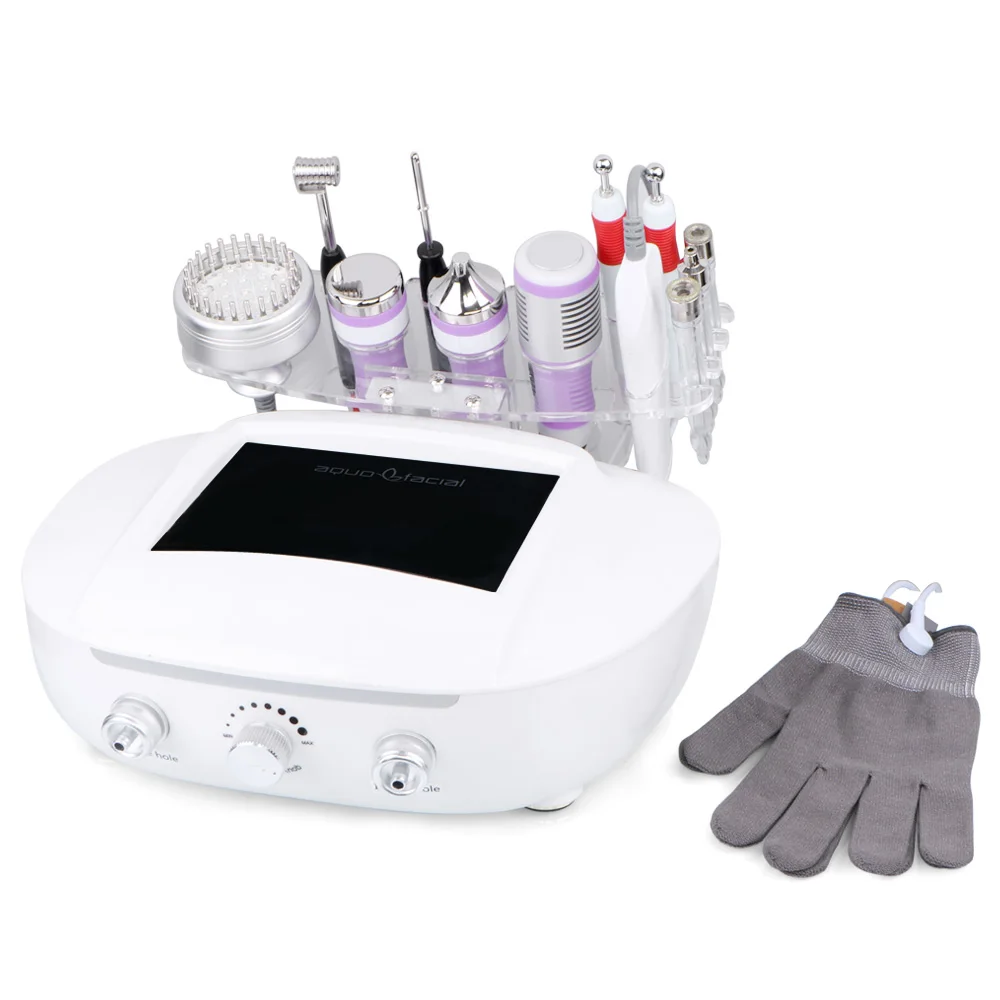 12 in 1 Multifunctional 3Mhz Ultrasonic Scrubber dermabrasion peeling positive negative ion micro current magic gloves machine