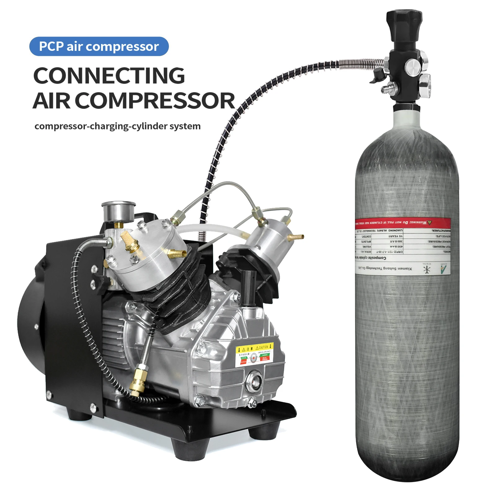 GP High Temperature Resistance High Pressure 4.7L 300bar 4500psi 30mpa Household CE PCP Scuba Diving Carbon Fiber Gas Cylinder