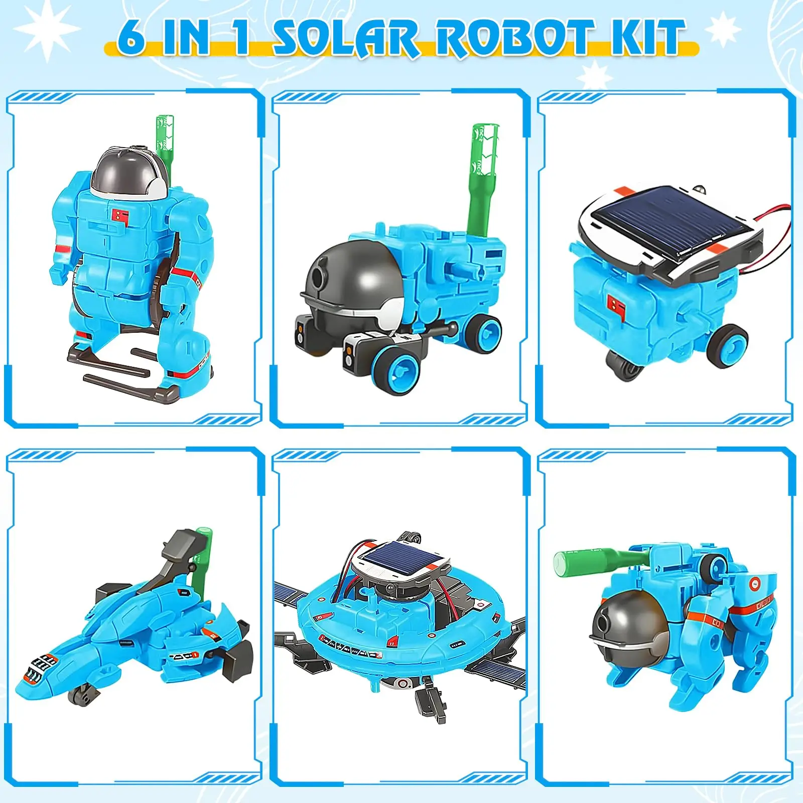 Block X Astronaut STEM 6 IN 1 Solar Power Construction Kits Children Intelligent Robot Toys Science And Fun Building Block Sets