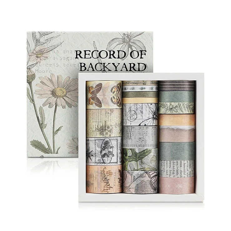 manufacturer hot selling custom size vintage design pattern Craft paper washi tape sets Masking Tape for Kraft Scrap Book DIY