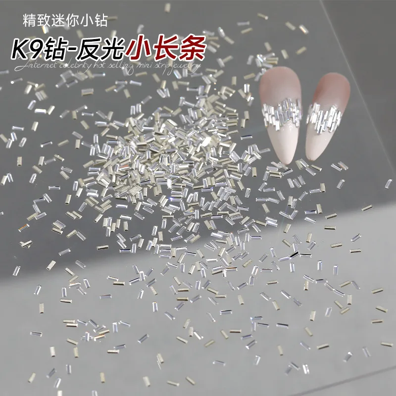 TSZS Super Shiny Rhinestone Nail Art Charms INS Silver Square Rhinestone Nail Decoration Tiny DIY Crystal Charms for Nail