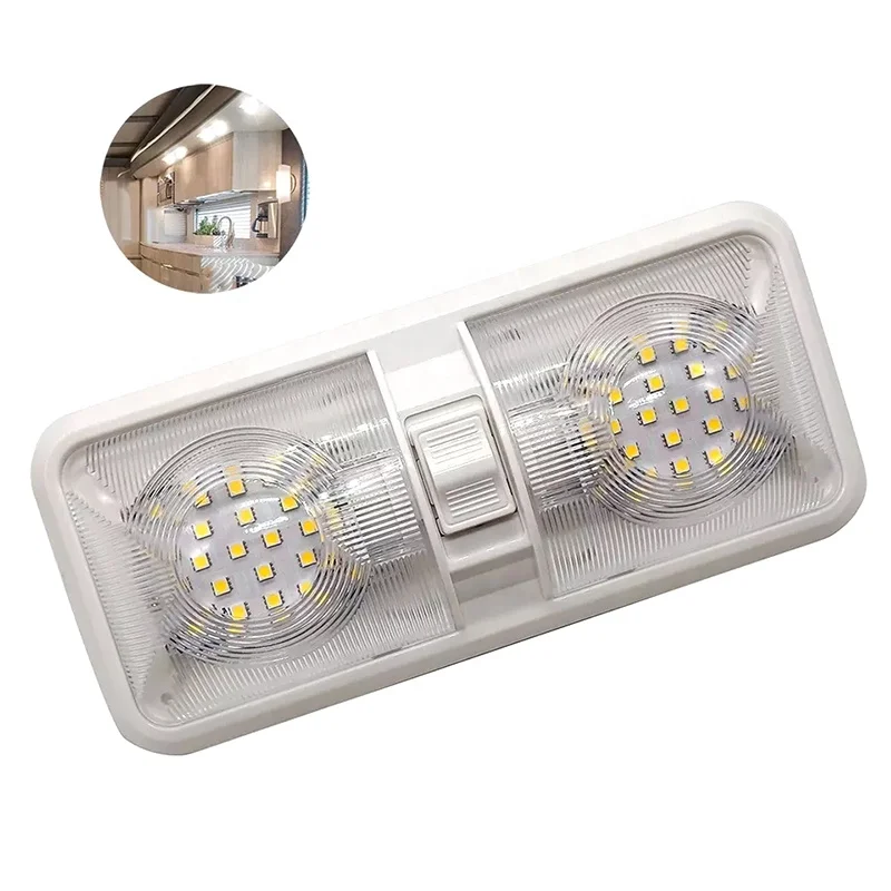 48 LED RV interior Light 12V 640 Lumen Replacement Lighting for RV, Trailer, Camper, 5th Wheel White Base Clear and Amber Lens