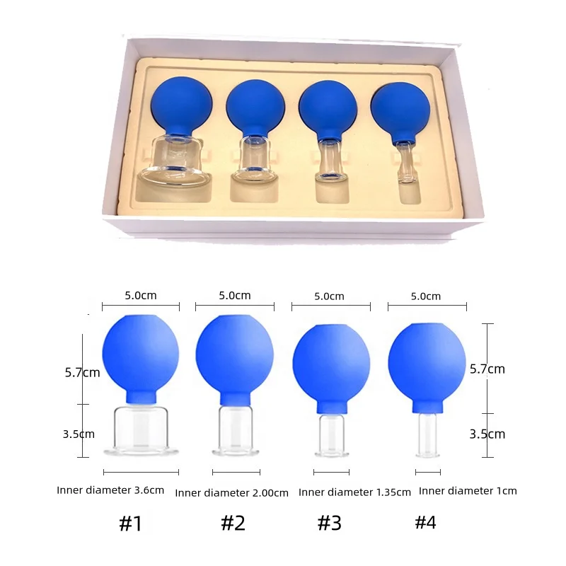 Hot Selling Traditional Chinese Cupping Cups 4PCS Glass Cupping Jar Set Disposable Cupping Set With four Sizes