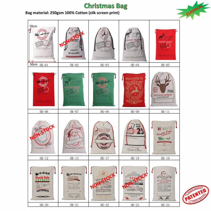 High King Wholesale 50cm x 70cm Canvas Sublimation Christmas Sack Large Blank Santa Sack