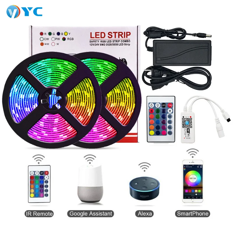  10 метров 12 В светодиодные фонари 5050 RGB полосы водонепроницаемые с WIFI костюм свет красочный Интеллектуальный голосовой полоса музыка