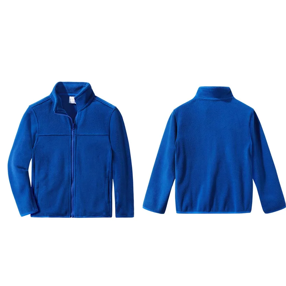 Winter Kids Boys Stand Collar Polar Fleece Jackets Outdoor Warm Custom Logo Full-Zip Boys Fleece Jacket