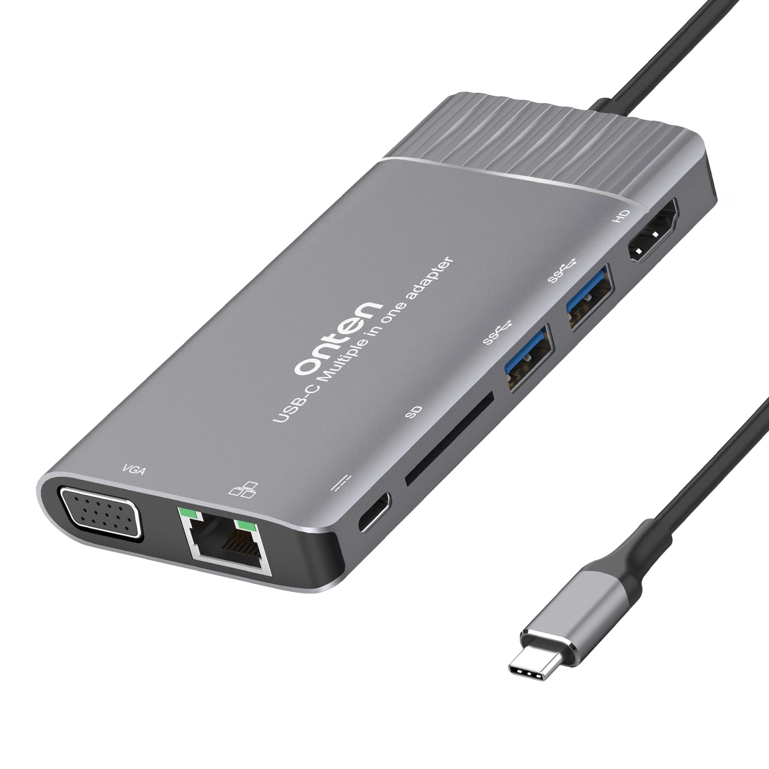 Hub 7 Port Type C Adapter with Ethernet Headphone Jack usb-c dock card reader