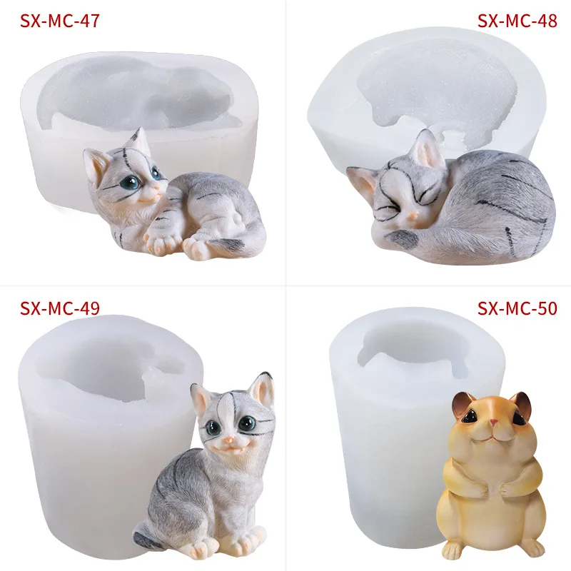 Cat pet mousse cake liquid silicone mold ice cream cone mold DIY baking kit candle mold