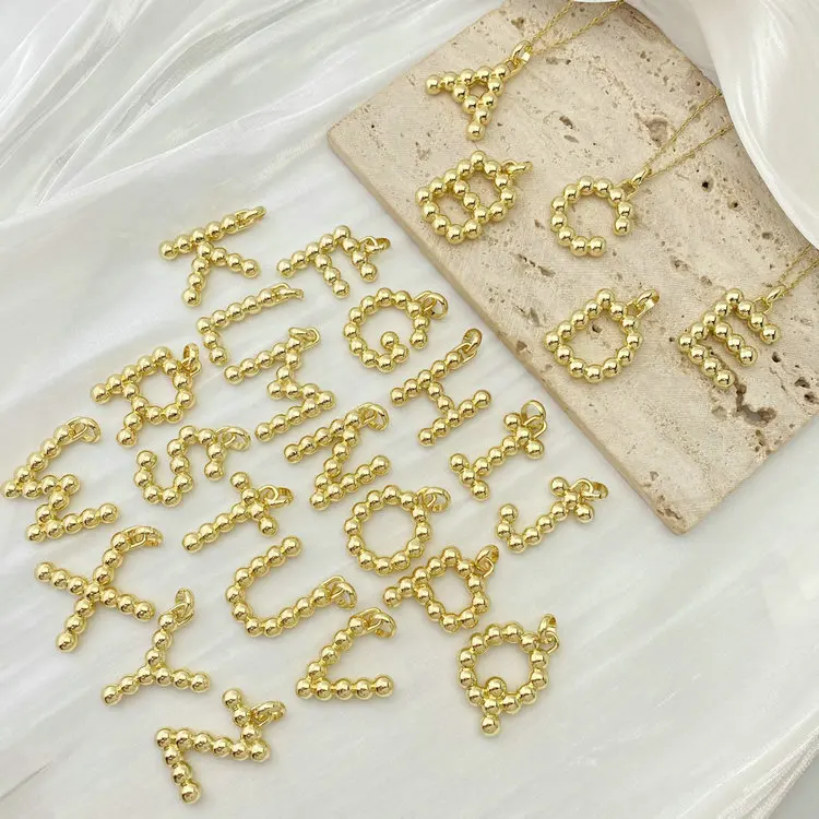 Alphabet Letter Design Elegant Round Beaded Luxury Fashion Pendant Necklace Jewelry
