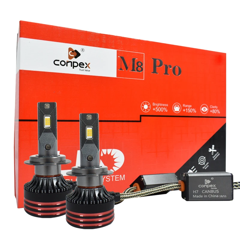 
Conpex 12V car led light M8 PRO 5000LM IP68 waterproof led headlights kits 6000K 