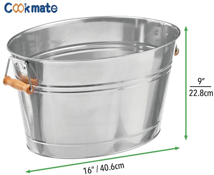 Cookmate 18 Liter Container Natural Wood Handles Rustic Vintage Farmhouse Oval Storage Bucket Bin