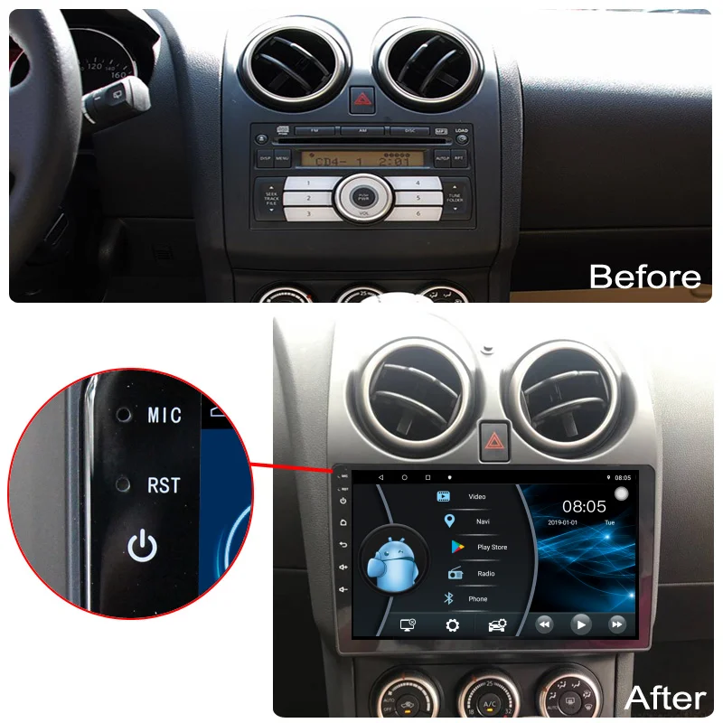 Car Radio Frame Fornissan Qashqai 2008-2014 Android Video Navigation With Cable Wiring Harness Picture Frame