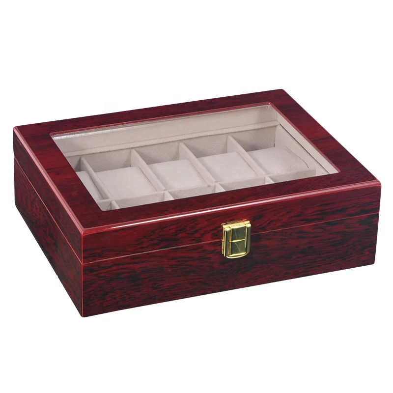 10  watches slot package Custom High gloss Wooden Luxury Watch Storage Box