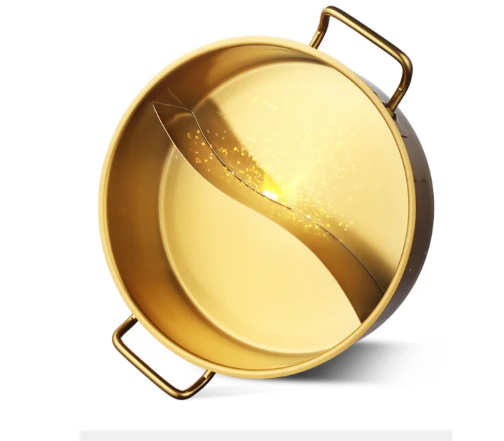 
XINCHU Golden Stainless steel Two Flavor Mandarin duck hot pot 