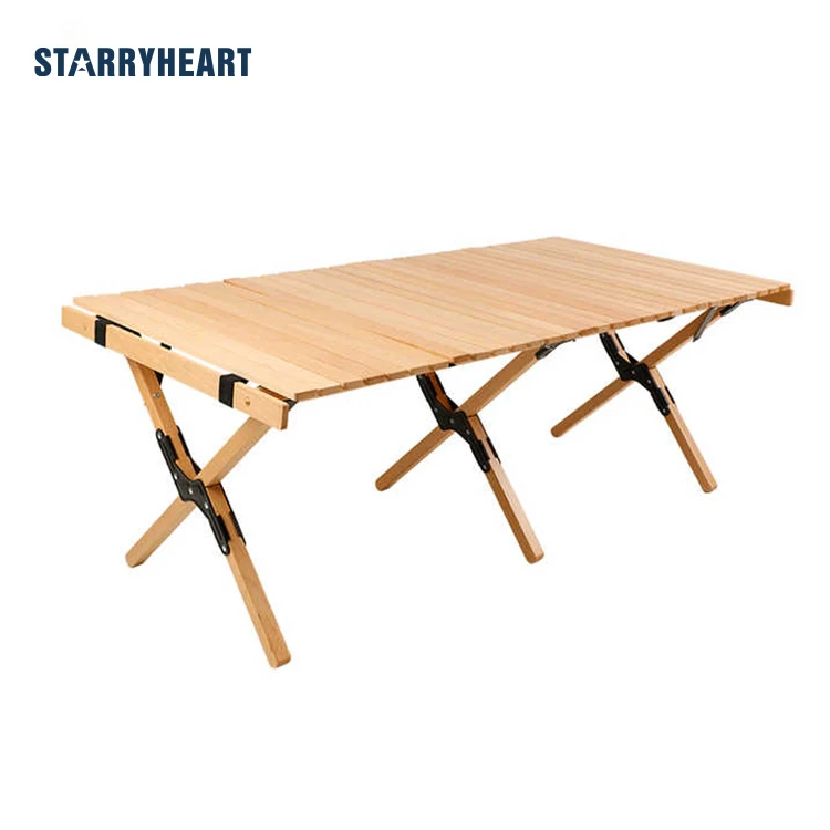 Деревянный складной стол STARRYHEART простой короткий походный с 3 ножками