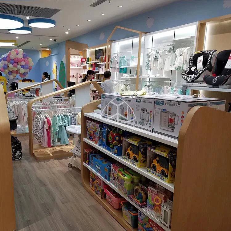 Fancy Clothing Showroom Display Wall Mounted Clothes Hanger Rack Kids Store Furniture