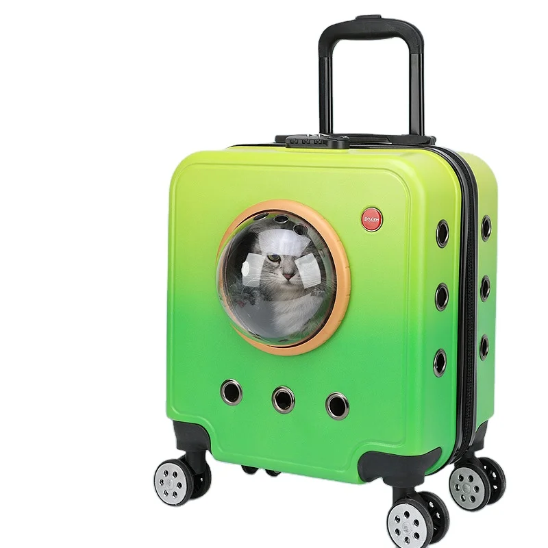 Eco Friendly Pet Supplies Breathable Pet Big Portable Carrier Travel Draw-Bar Box With Wheels New Arrivals For Pet
