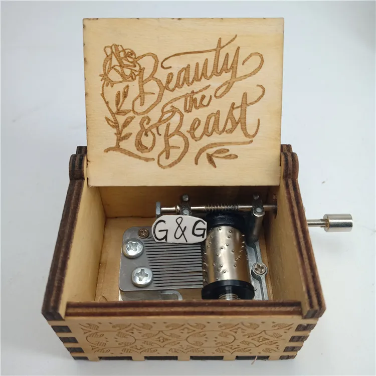 Wholesale  Customized  Image And  Song Wooden Music Box beauty and the beast music box