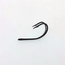 Двойной крючок из высокоуглеродистой стали, рыболовный крючок MUSTAD, крючок с бородкой для рыбалки, Размер 2/0