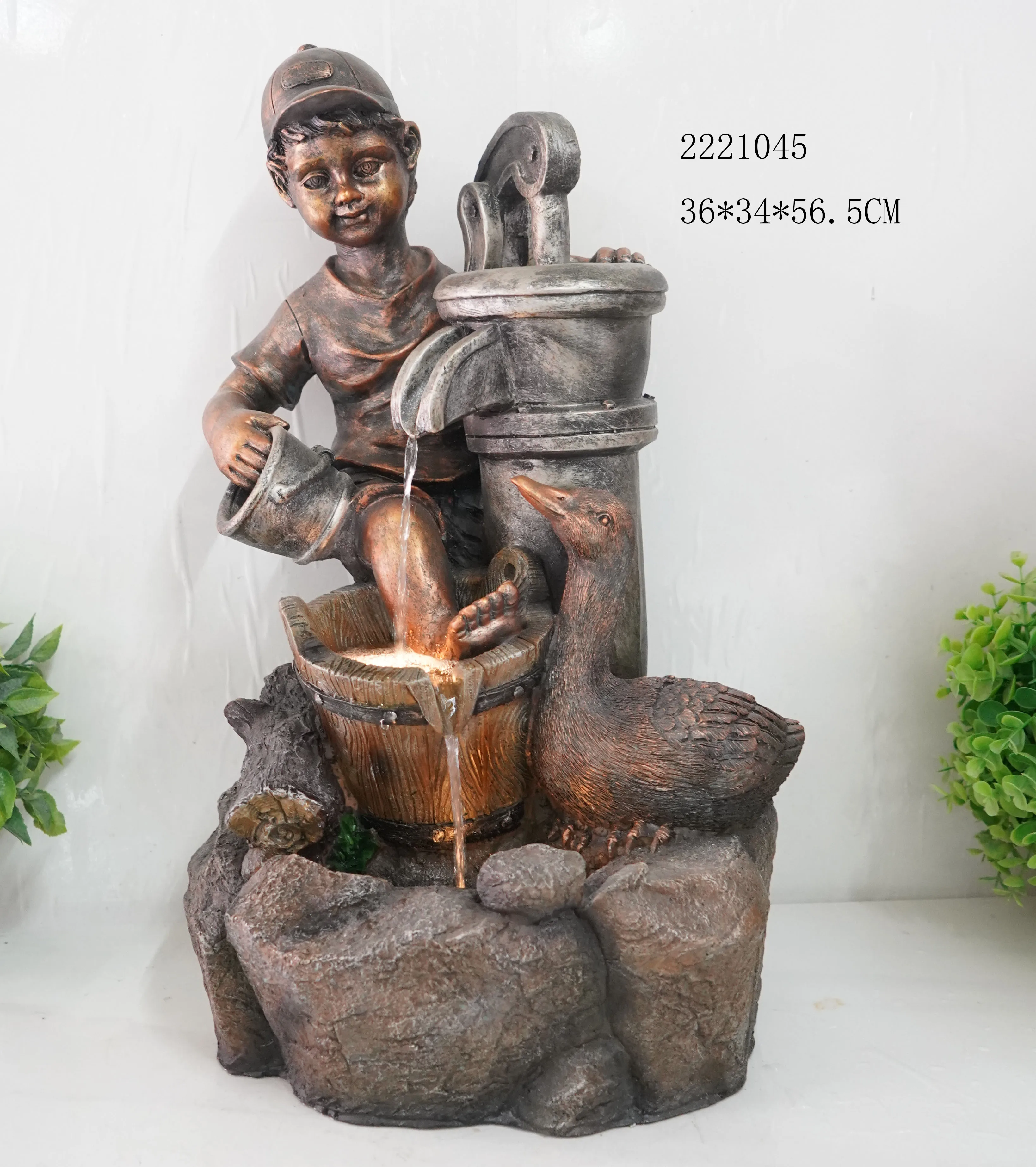 Resin Bear Garden Waterfall Drinking Water Sitting on Faucet; Garden Fountain Waterfalls; Waterfall For Garden