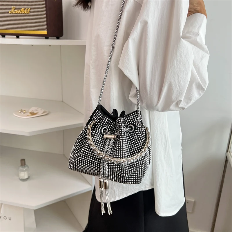 Yiwu Suka Ready to ship Women Crystal Rhinestone Handbags Party Prom Diamond Evening Bags Clutches Shoulder Bucket Bags