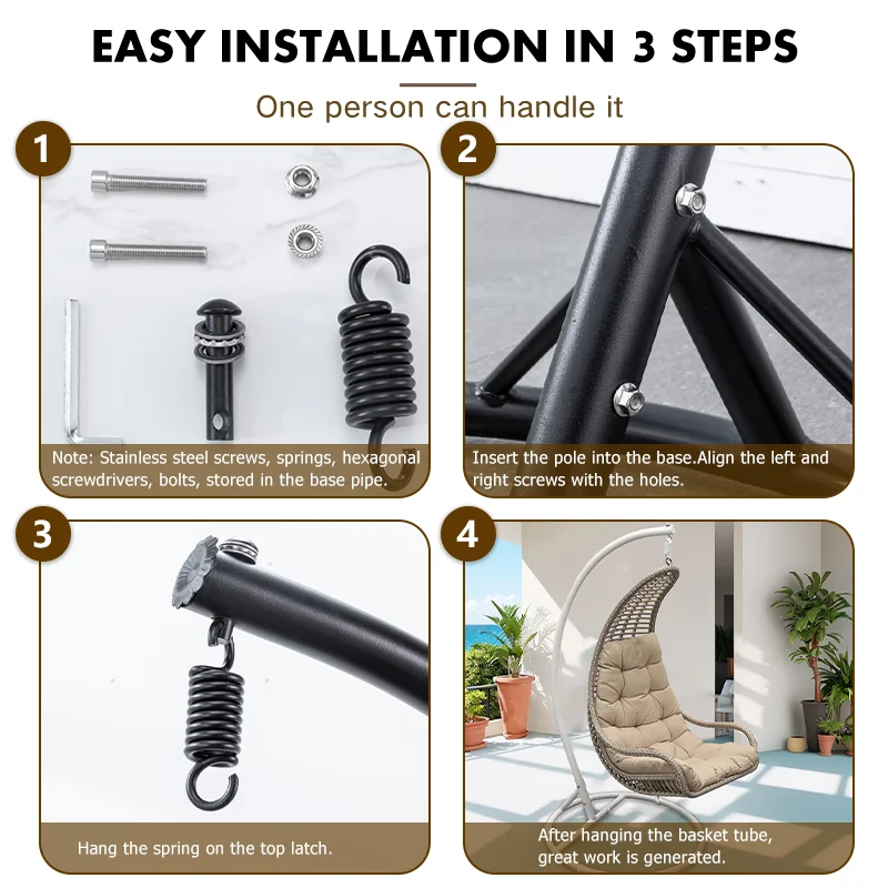 Higher Quality Outdoor Garden Patio Swing Set Rattan Hanging Chair Outdoor Swing Chair Swing Chair with Stand