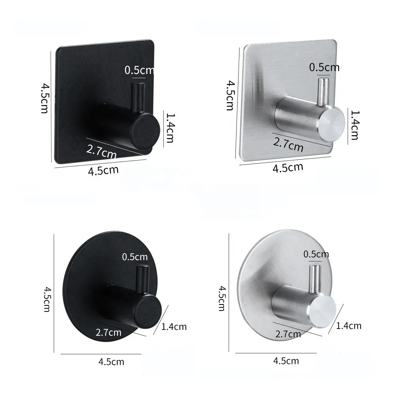 Stainless Steel High Load-bearing Non-perforated Sticky Kitchen Clothing Robe Hook