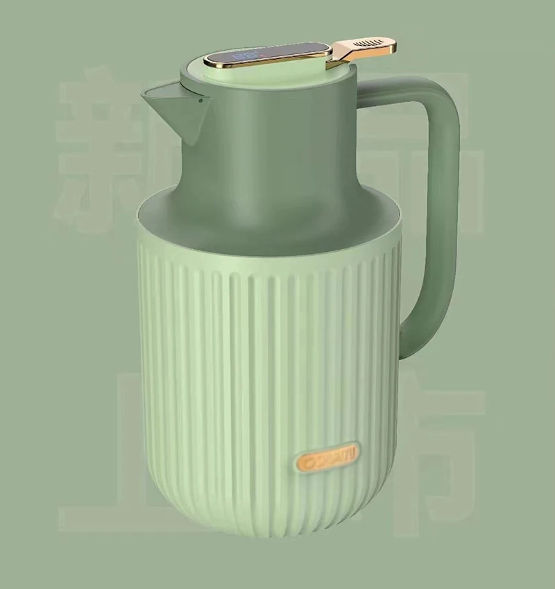 Vacuum Flask 1500ML Arabic temperature display Coffee Pot Pink Glass Liner Thermo Jug TeaPot