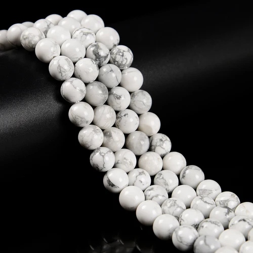 YMJ Hot Sell 4mm 6mm 8mm 10mm 12mm Howlite Stone Loose Bead Smooth Round Stone beads for Jewelry Making Bracelet
