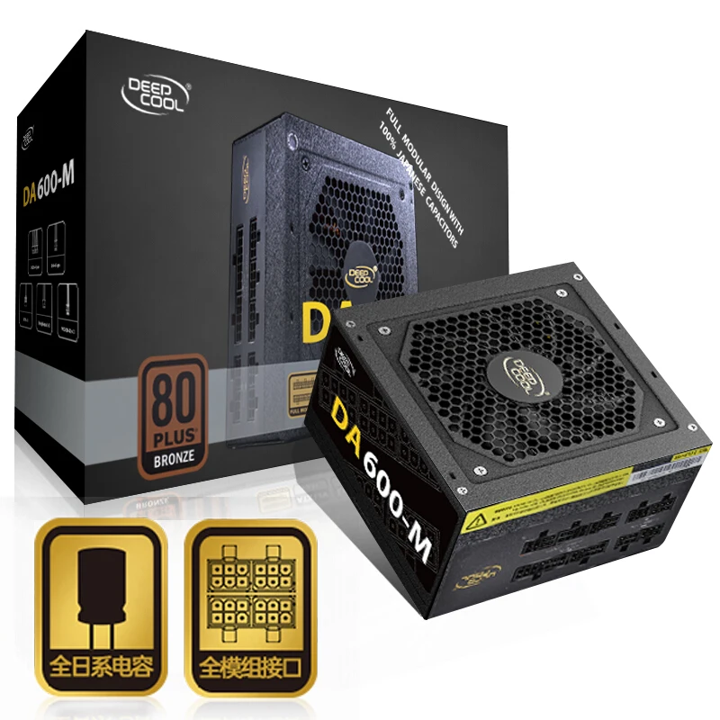 
New PSU For Deepcool Brand ATX 2080ti Full Module 80plus Bronze Desktop Computer Power Supply 600W Power Supply DA600 M  (1600132364814)