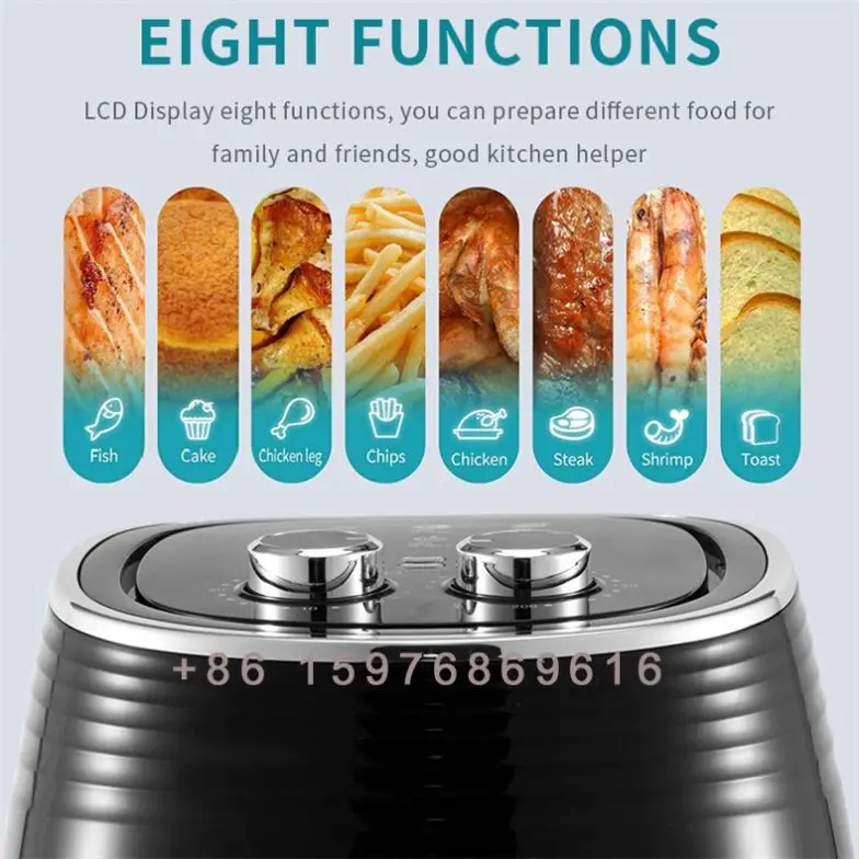 4L 1350W 220V Mti-function Air Fryer Oil free Health Fryer Cooker Smart Touch LCD Deep Pizza Fryer for French