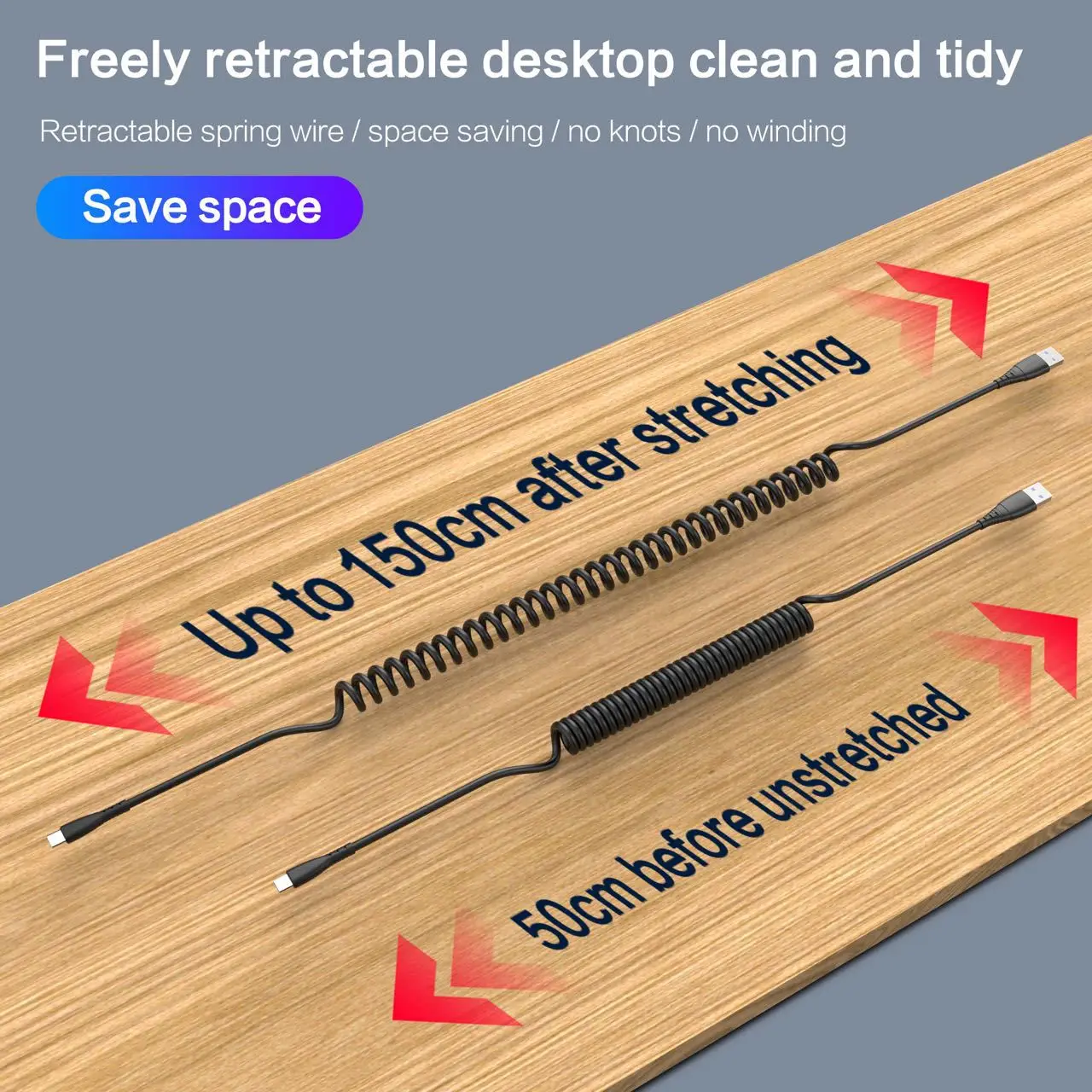 Spiral Curly 3a Type C Pd Usb Data Cable Spring Coiled Wire Charging Cable