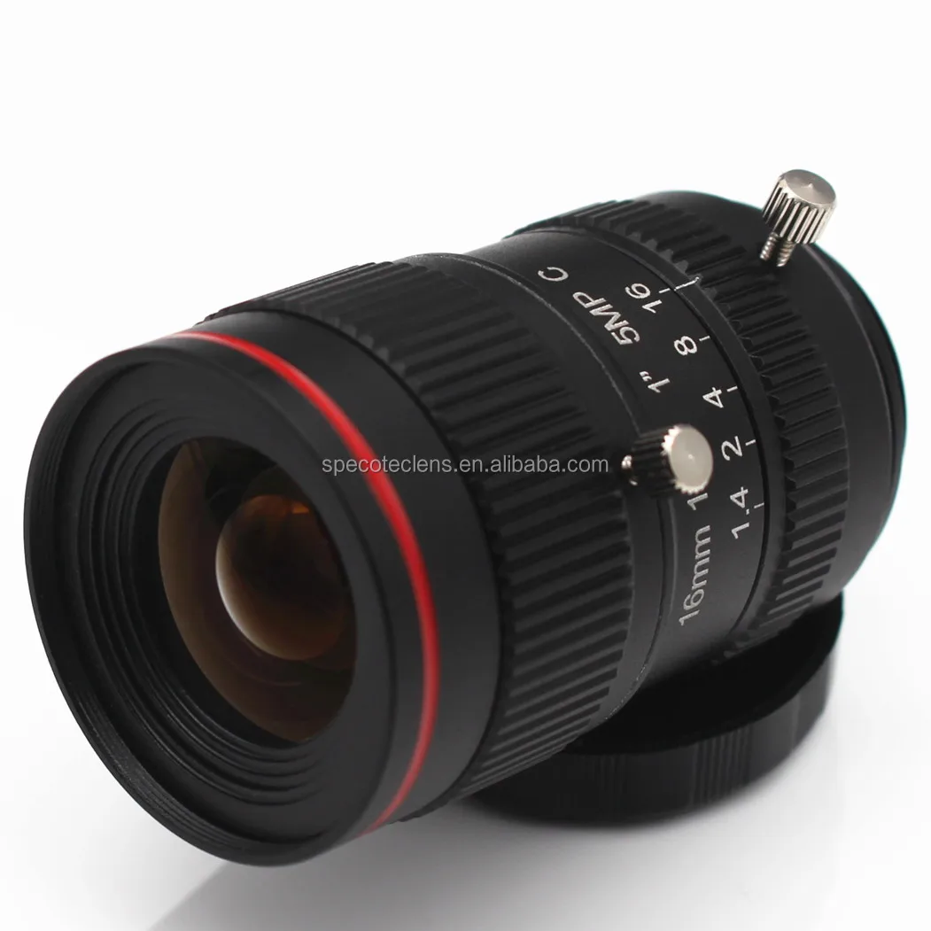 5MP megapixel Low Distortion 1'  2/3'  1/2'  1/3' C Mount Optical 16mm Industrial Lens with Cmount