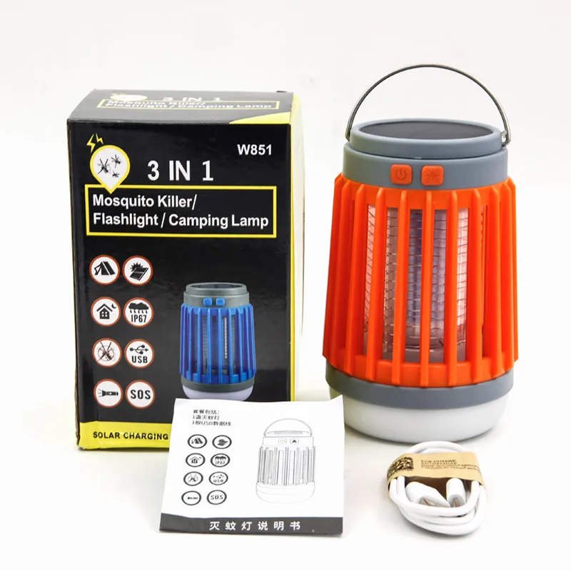 Portable UV Solar Camping Lantern Mosquito Killer Light USB Rechargeable Mosquito Repellent Lamp