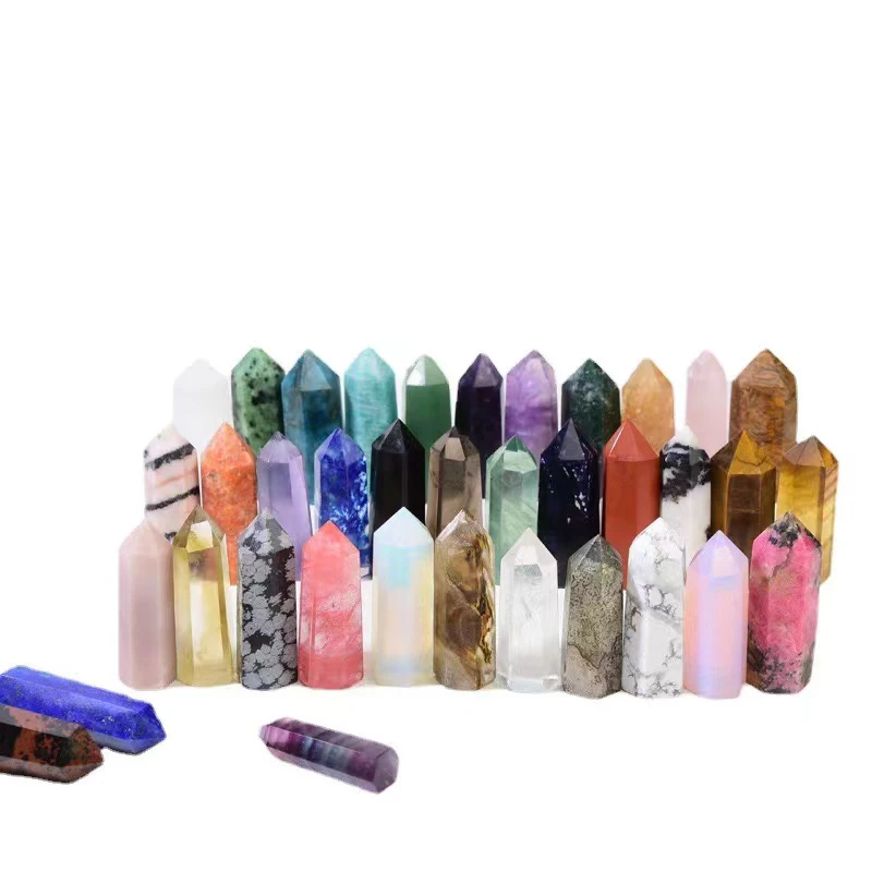 Wholesale Natural Healing Stones Crystal Tower Point Amethyst Clear Rose Quartz Wand Point For Decoration