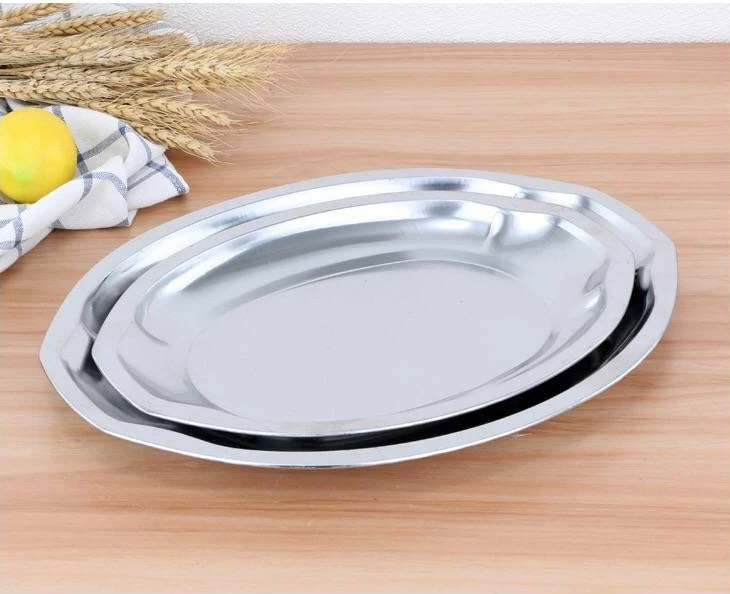 Stylish Egg shape plate Convenient Stainless steel plate Seamless Oval plate