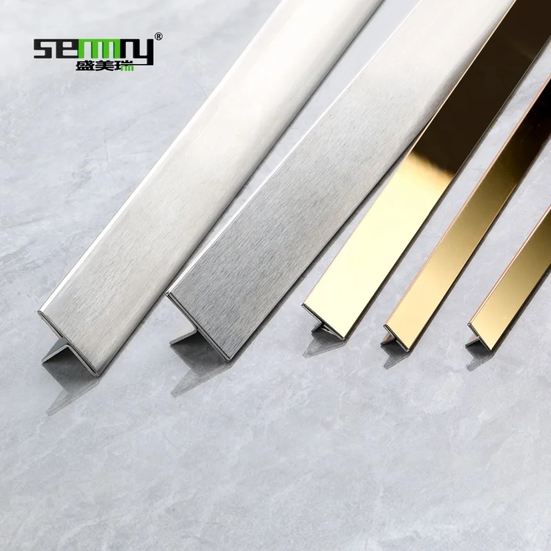 Tile Accessories 304 Ceramic Tile Profiles Colorful Decorative Metal Stainless Steel Wall T Shape Trim Accessories for Tile