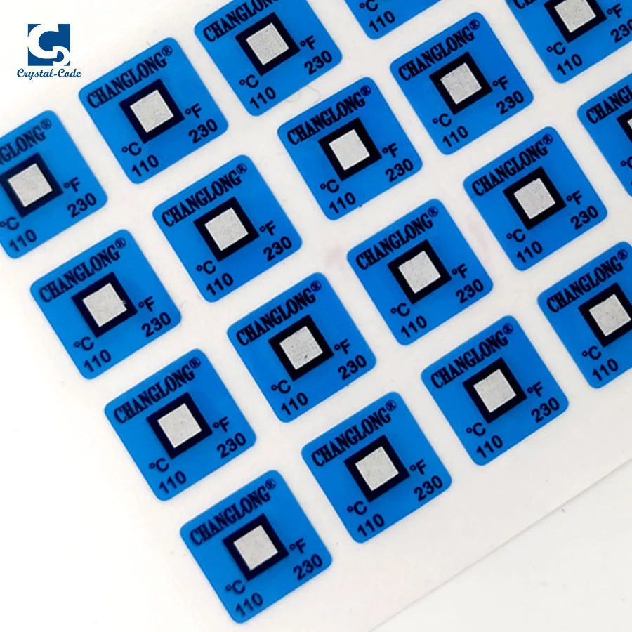 Adhesive temperature sensor thermal indicator color change sticker