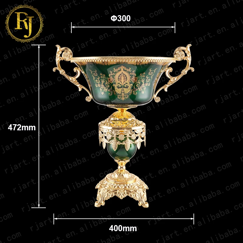 Uzbek Tajik European Gold Glass Pattern Muslim Skidki Idishlar Dessert Fruit Snack Plate Chinni Posuda Footed Serving Bowl
