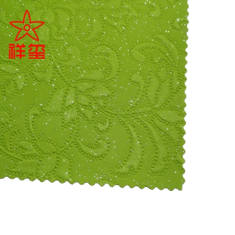 Embossed Flower Pattern  Paillette  Glitter Artificial Leather For  Upholstery