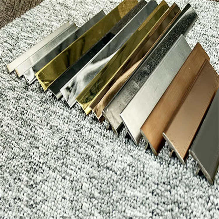Stainless steel T-shaped laminated wood door edge strip Background wall solid inlaid bar T6T8T10 Rose Champagne gold bar