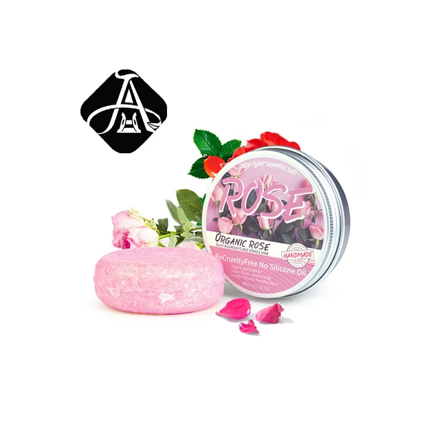 
AH Paper Box Tin Box Bubble Hair Care Solid Soap Rose Shampoo Soap for Treated Dry Damaged Hair 