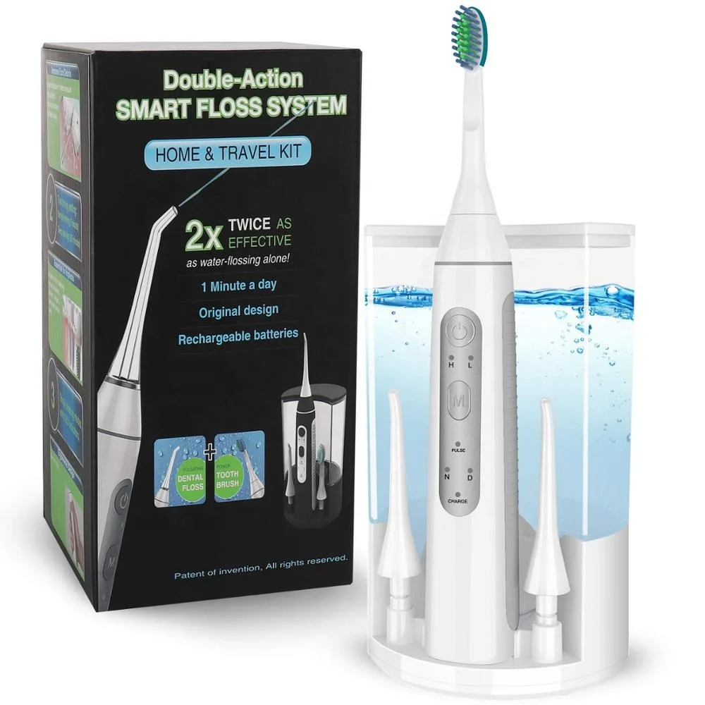 2 IN 1 Family and Travel Cordless Water Flosser Dental Pick and Sonic Toothbrush Cleaner Travel Water Flosser for Teeth