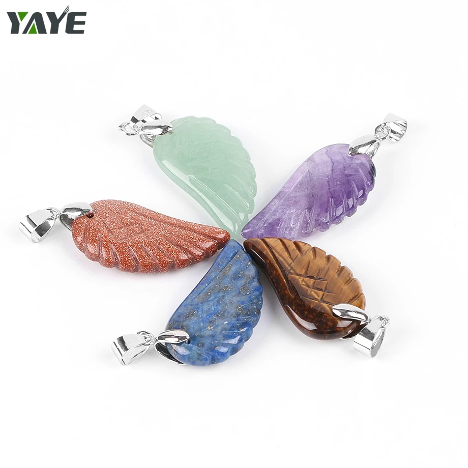 Wing Angel Pendant Natural Stone Pendant Charms Jewelry Necklaces Pendants for Jewelry Making